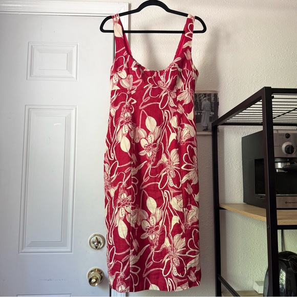 REFORMATION red cream floral rayon sleeveless midi dress - Picture 1 of 6